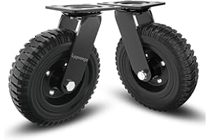 Lygoeege Swivel Heavy Duty Caster Wheel, 8 Inch*2, 1000lb Capacity, Black Rim, Solid rubber, Cast Iron,Outdoor, Flat Free for Carts, Dolly, Workbench,Trolley,DIY tools