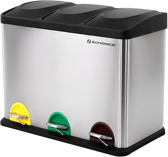 SONGMICS Recycling Bin 45 Litre Waste Separation System for Kitchen