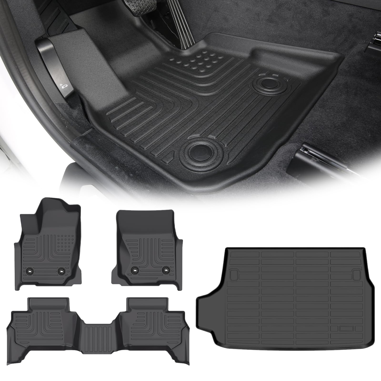 for Toyota 4runner Floor Mats 2025 2026(Not for Hybrid),Car Mats for Toyota 4runner 5 Seats All Weather Floor Mats Cargo Floor Liner Accessories 2025-2026 Image