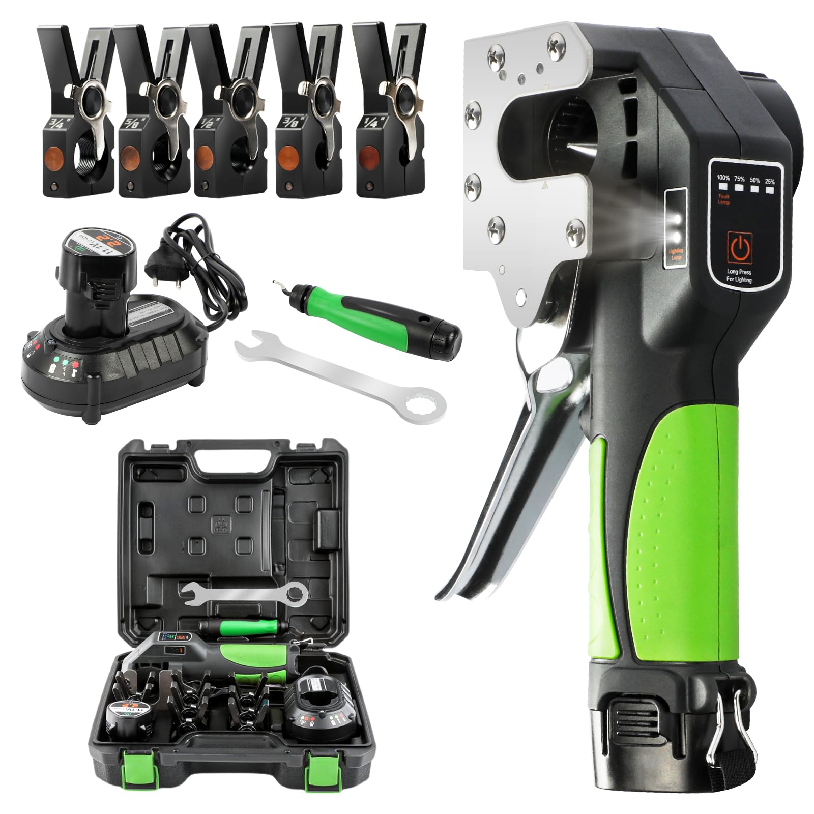 Photo 1 of OUFKAR Electric Flaring Tool Kit, 1/4" - 3/4" Copper Flaring Tool HAVC Flare Gauge, 5 SAE Sizes Clamps 45° Eccentric Type Flare 2200 mAh