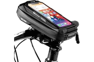 WILD MAN Rainproof Phone Holder Type Handlebar Bike Bag with Touch Screen for MTB Mountain Road Bike Cycling (X3,Black)