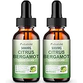 2 Packs 5000mg Citrus Bergamot Liquid Drops,Reduce Triglycerides Bergamot Supplement for High Cholesterol, Immune Support for Anti Aging,Antioxidant,Lime Bitter,Natural Olive Leaf Extract,4 Fl Oz