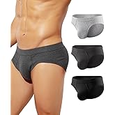Arjen Kroos Mens Cotton Briefs Low Rise Breathable Pouch Underwear Underpants with Opening Fly 3 Pack