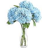 Floroom 4 Pcs Real Touch Sky Blue Hydrangea Artificial Flowers, 20" Full Faux Hydrangea Flowers Fake Flowers for Home Decor Party Floral Arrangements Wedding Bouquets Centerpieces Decorations