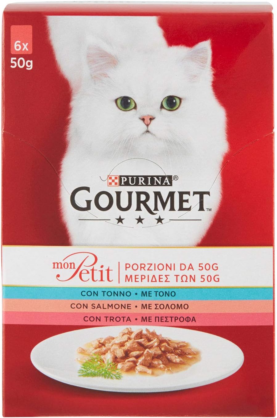 Gourmet Mon Petit Cat Food, Small Portions in 3 Flavours (Tuna, Salmon, Trout) - 6 x 50-gram Sachets (300 Grams) - Image 4