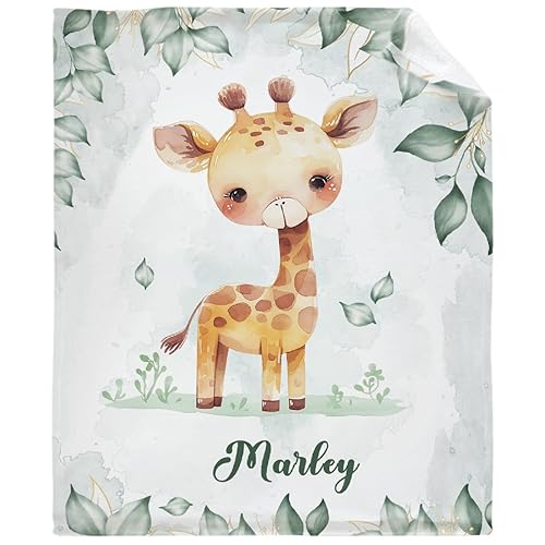 Custom Baby Giraffe Blanket with Name for Girls Boys Giraffe Gifts for Kids  Soft Cozy Blanket for Sofa Bed Couch Living Room 30x40inches in Oman