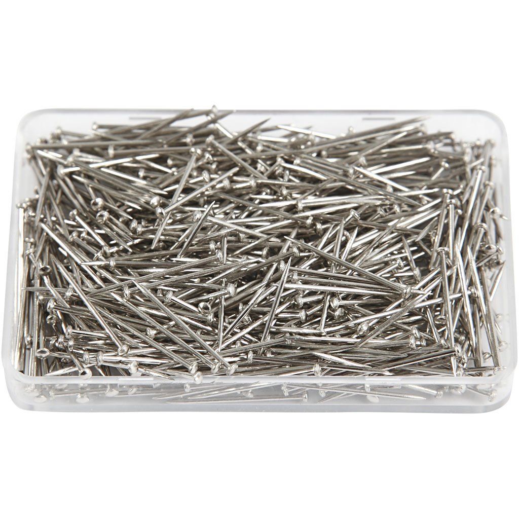 Straight Pins, L: 16 mm, thickness 0,65 mm, silver, 25g