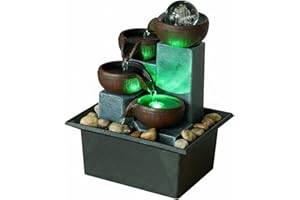 SURPRIZON Small Indoor Water Fountain, Zen Meditation Waterfall Feature with Automatic Pump & Natural River Rocks, Tabletop Waterfall Fountain for Office Living Room Bedroom, 7.48” Tall