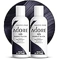Adore Semi Permanent Hair Color - Vegan and Cruelty-Free Black Hair Dye - 4 Fl Oz - 125 Purple Black (Pack of 2)