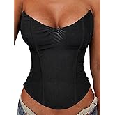 Avanova Mesh Overbust Corset Tops for Women Strapless Bustier Corsets Sexy Going Out Crop Top