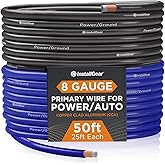 InstallGear 8 Gauge Wire (50ft) Copper Clad Aluminum CAA - Primary Automotive Wire, Car Amplifier Power and Ground Cable, Battery Cable, Car Audio Speaker Stereo, RV Trailer Wiring Welding Cable 8ga