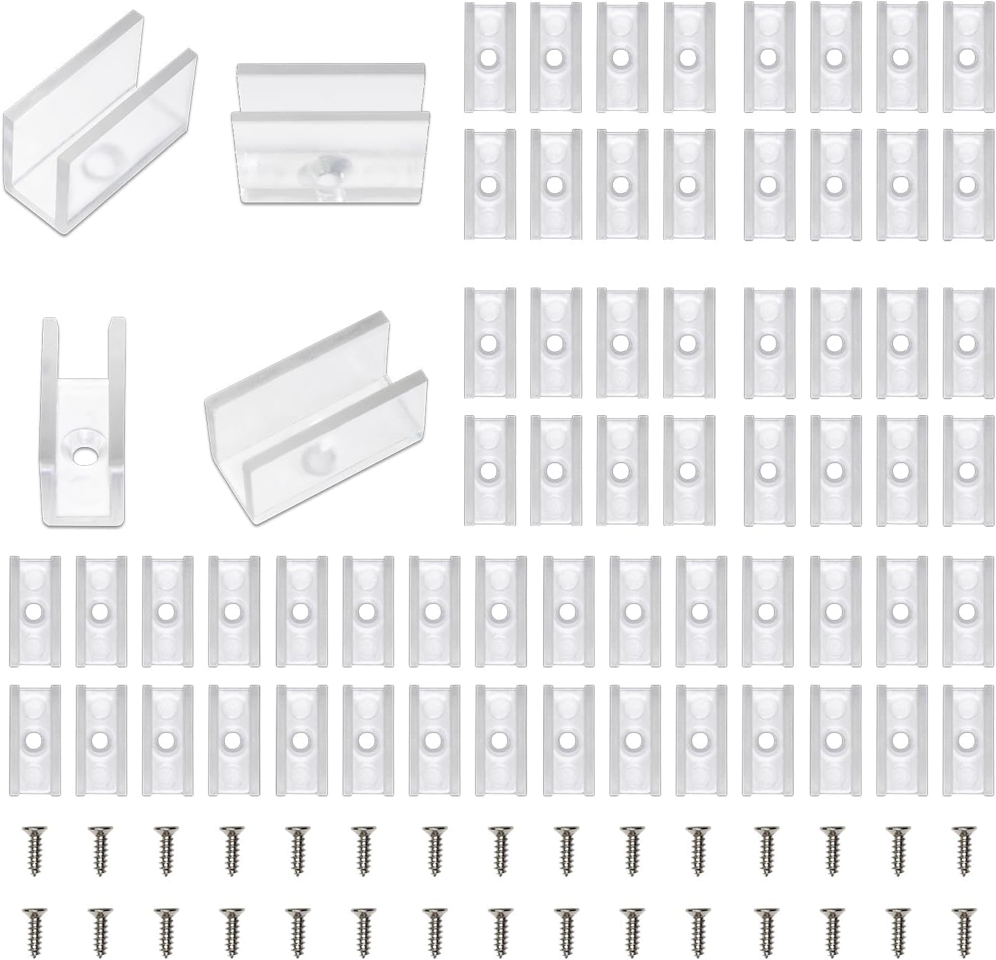 MMEEVT 100 Pieces Waterproof LED Light Strip Clips, Suitable for 5 mm to 6 mm neon LED Light Strip Clips Waterproof (White, 100PCS)