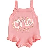 Frietlebird Infant Baby Girl Sleeveless Knit Romper Half and One Birthday Outfit Cute Baby Girl Summer Clothes
