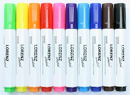 10 Textilstifte Stoffmalstifte | wasserfest | handlich | feste Spitze | perfekt für farbenfrohe DIY Projekte und zum Bemalen 