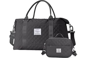 SYCNB Weekender Bags for Women with Toiletry Bag, Travel Duffel Bag with Wet Pocket & Trolley Sleeve, Overnight Carry On Tote Bag Sports Gym Bag,Dark Grey