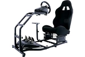 Marada Racing Simulator Cockpit Racing Wheel Stand with Black Seat Fit for Logitech G25 G27 G29 G37 G920,Thrustmaster,Support
