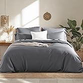 NEXHOME PRO Duvet Cover King, 100% Organic Bamboo Cooling Duvet Cover Set, Ultra Soft, 1 Duvet Cover and 2 Pillowcases, 104"x90", Gray, Comforter Not Included