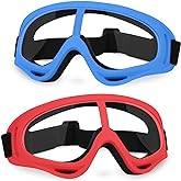 YSCare 2 Pack Protective Goggles, Safety Glasses Eyewear Compatible with Nerf Guns for Game Battle Christmas Gift (Blue & Red