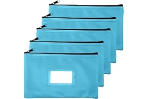 Money Bank Deposit Bag with Zipper | 11x6 inch | Light Blue | Durable Leatherette Money Cash Coin Check Wallet Pouch for Men & Women with Framed ID Window and Blank Card | by GIDABRAND (5)