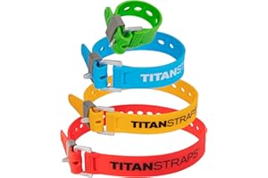 TITANSTRAPS Titan Utility Straps – Safety Strap Set to Secure Splits, Cargo Bikes, Garden Hoses, Wood Working Projects, 60lb. Working Load, 09"/14"/18"/25" Length, 09" Green/14 Blue/18 Yellow/25 Orange, 4-Pack