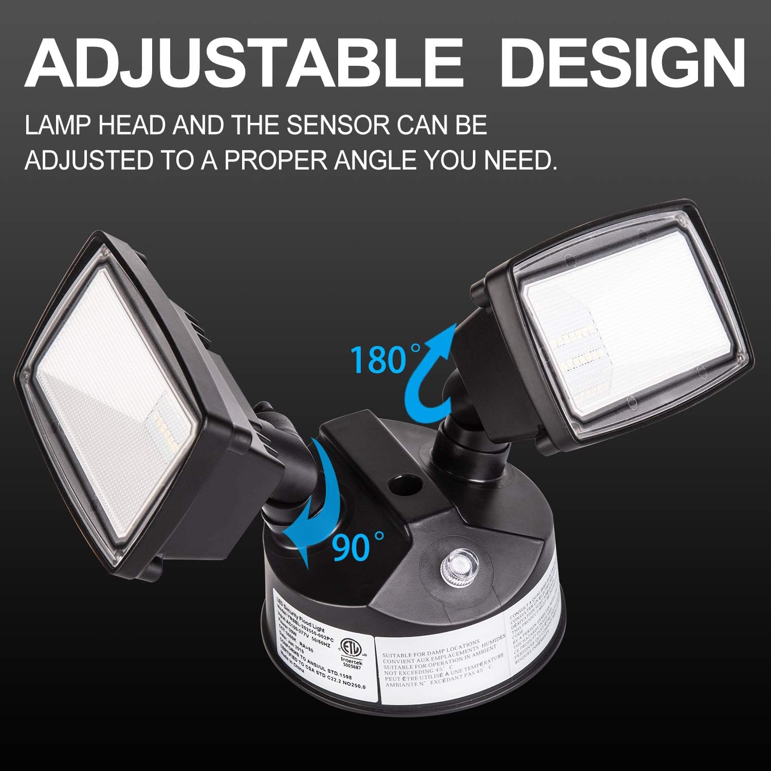 Amico Dusk to Dawn Light LED Outdoor Flood Lighting 20W LED Security Lights [180W Equivalent] 5000K IP65 Waterproof Dual Head - - 