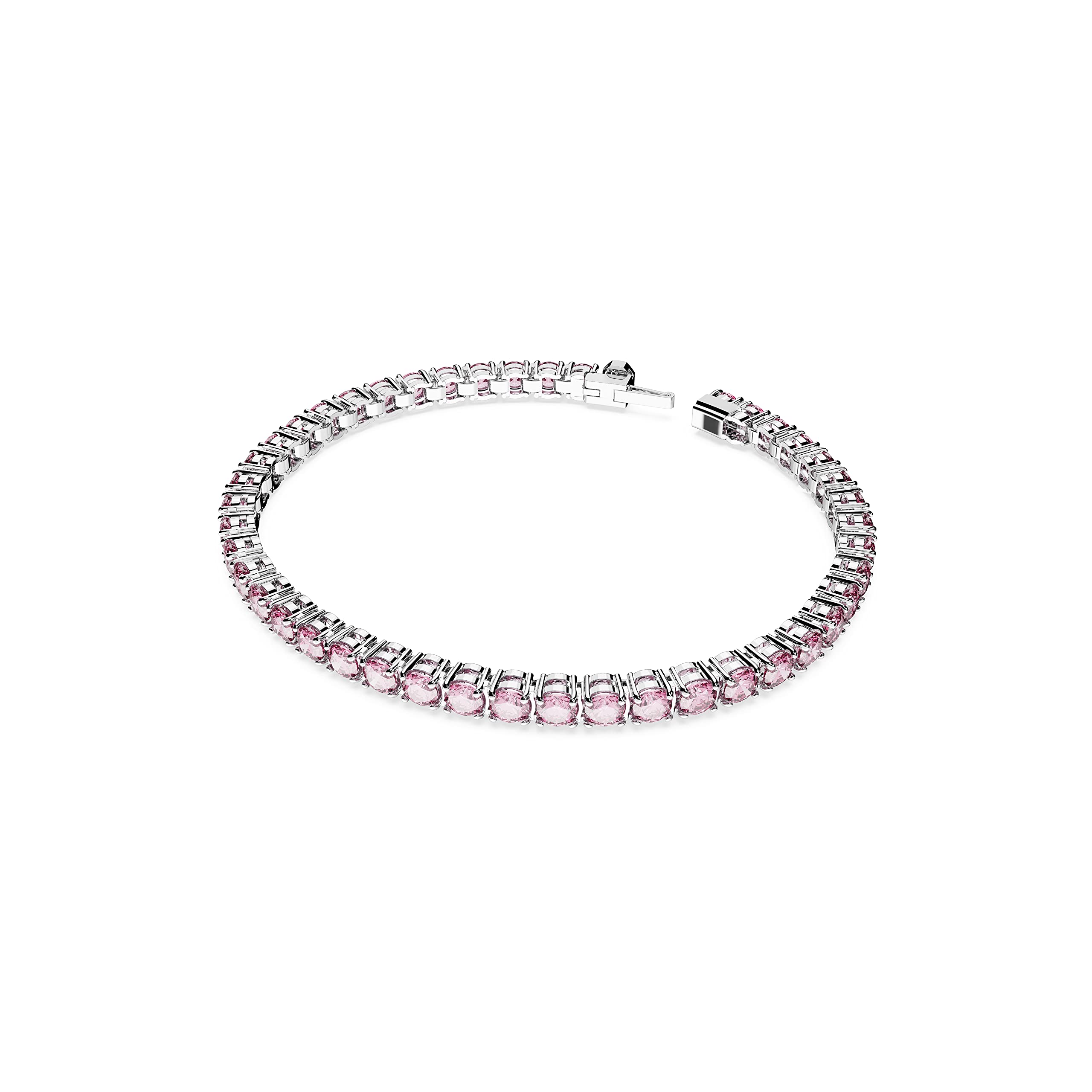 Swarovski Matrix Tennis Bracelet, Round Cut Crystals, Pink, Blue, Black, Clear, Rhodium, Gold-Tone and Rose Gold-Tone Finishes