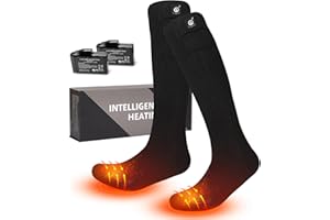 DINSVTA Heated Socks for Men Women Battery Electric Heated Socks Rechargeable 7.4V 2200mAh up to 6.5hrs for Outdoor Skiing Hiking Camping Working, Cold Weather Foot Warmer