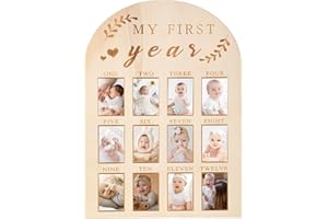 Yuuchoringee One Year Birthday Wooden Photo Board,My First Year Milestones Photo Board,12 Monthly Picture Frame Baby First year Wood Acrylic Sign 1st Birthday Decorations Baby Keepsake Gifts(Syle)