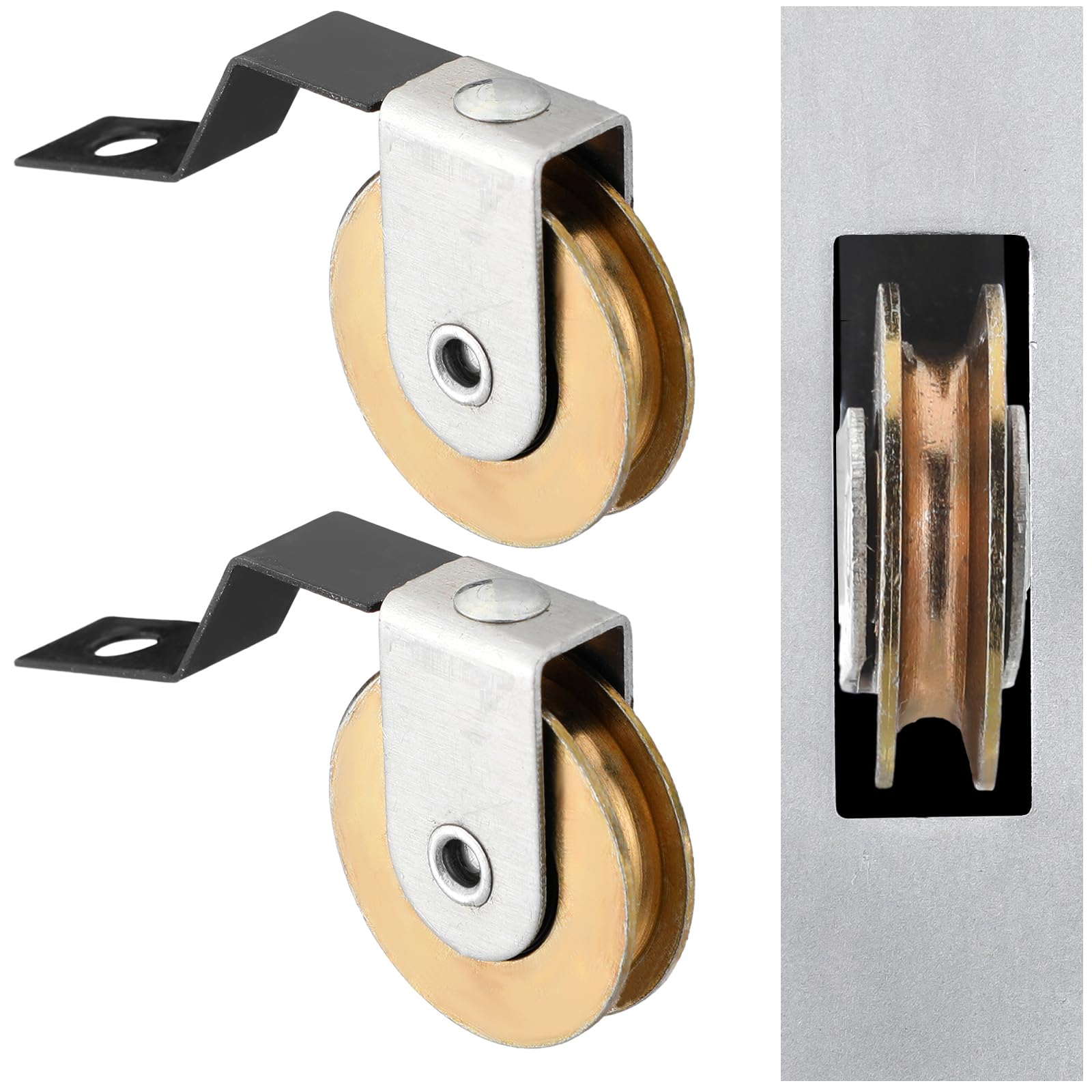 Photo 1 of Threlaco 2 Pack 1 Inch Heavy Duty Steel Sliding Screen Door Rollers with 1-3/4 Inch V Style Off-Set Bend Tension Spring and Steel Ball Bearing Smooth-Glide Roller for DIY Repair Screen Door