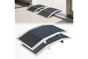 Pack of 2 12" L×1.6" H Bridge Threshold Ramps for Doorways | Fits 2.8–5.1" Wide Thresholds with Adjustable Support Bars