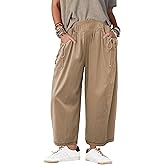 Zhiyouni Women's Loose Wide Leg Track Pants Casual Elastic High Waist Cargo Trousers