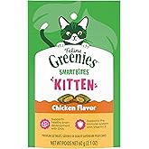 Greenies Feline Smartbites Kitten Treats, Chicken Flavor, 2.1 oz | DHA for brain development, supports immune system, under 2 cal/treat, no artificial flavors/preservatives/fillers, cat treats
