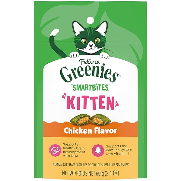 GREENIES FELINE SMARTBITES KITTEN TREATS, CHICKEN FLAVOR, 2.1...