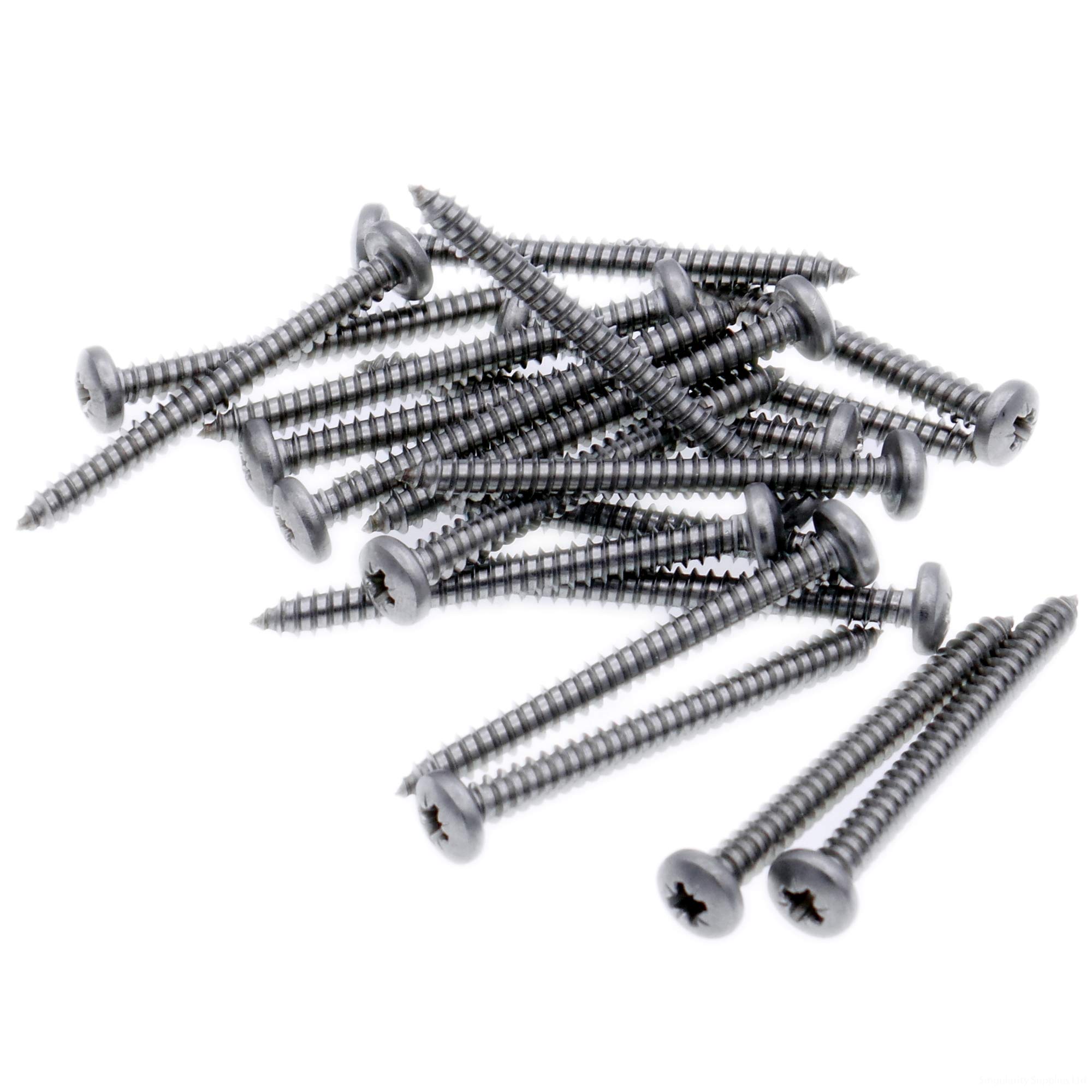 No.10 x 1.5 (4.8mm x 38mm) Pozi Pan Self-Tapping Screw - Stainless Steel (A2) (Pack of 20)