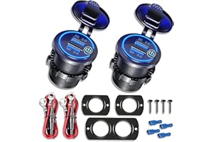 DEPVKO [2 Pack] 12V/24V USB Outlet with Three Extra Panels, Quick Charge 3.0 Dual USB Power Outlet with Touch Switch, Waterproof 12V/24V Fast Charge USB Charger Socket DIY Kit for Car Boat Marine, etc