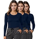NY Threads 3 Pack Nurse Underscrub Long Sleeve Women Slim fit Under Scrub Shirt