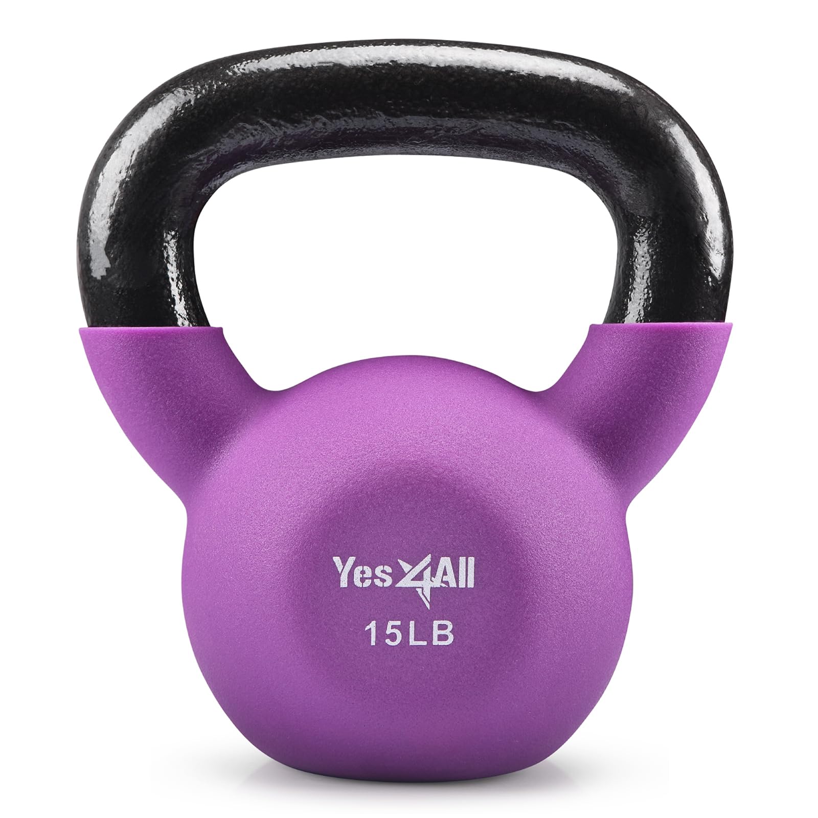 Photo 1 of Yes4All Kettlebell, 15 LB Neoprene Coated Cast Iron Kettlebells, Wide Grip Handle & Flat Bottom for Swings, Squats, Deadlifts, Push Ups & Full Body Training at Home Gym