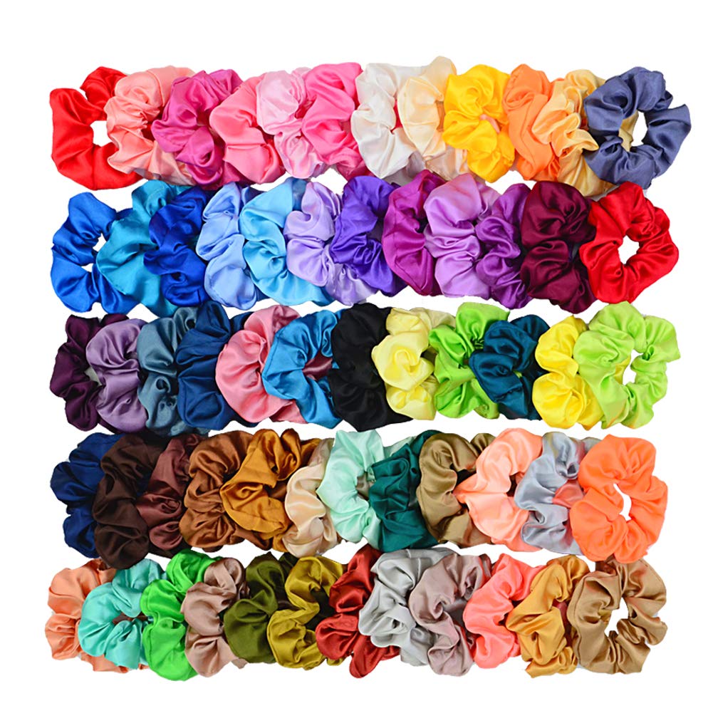 60 Colors Silk Large Satin Hair Scrunchies