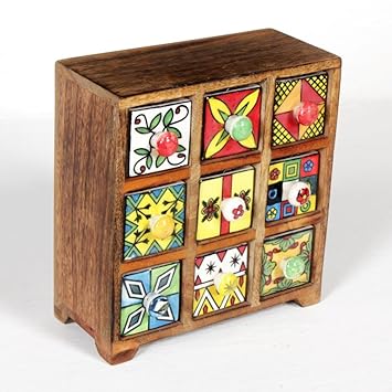 Buy Universal Art 9 Drawer Wooden Chest With Ceramic Drawers