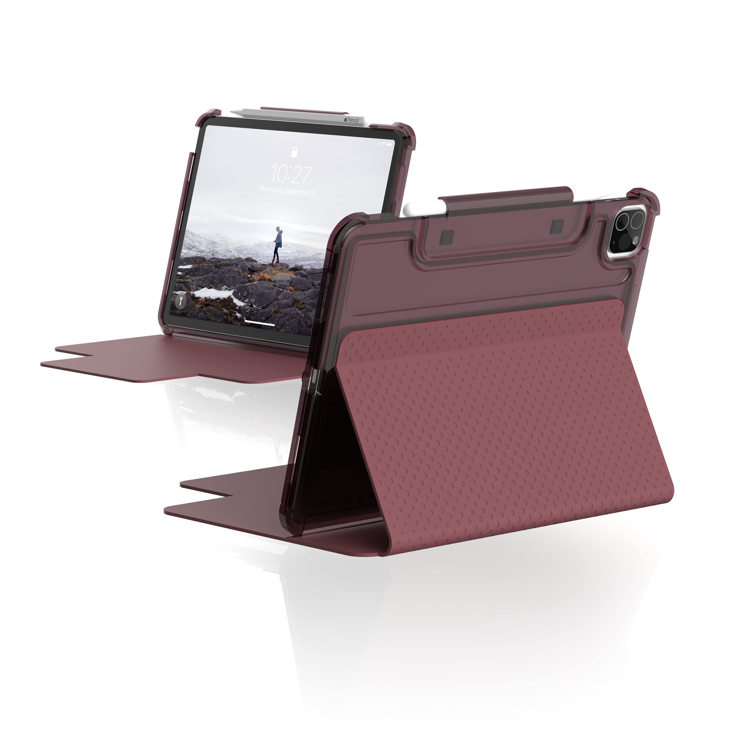[U] by UAG Designed iPad Pro 11" (4th Gen 2022, 3rd Gen 2021) Case Lucent Lightweight Slim Shockproof Smart Folio Protective Cover with Auto/Sleep Wake & Pencil Holder, Aubergine/Dusty Rose