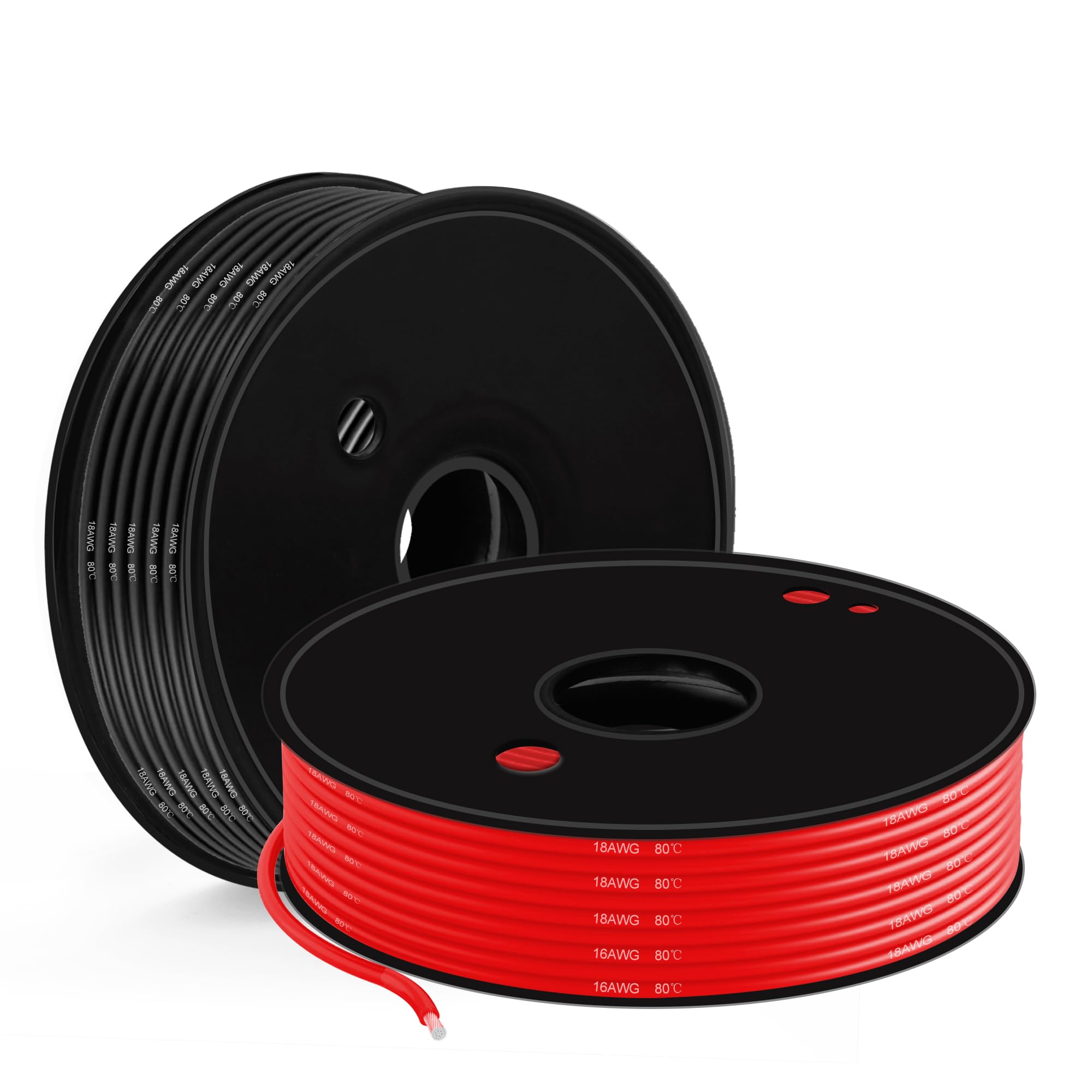 0.82 mm² Electrical Wire-XINWANG 18 Gauge Copper-Clad Aluminum Wire (98.5ft Black/Red)- High Conductivity, PVC Insulated, 300V/600V, Ideal for Home, Automotive, Commercial, and DIY Projects