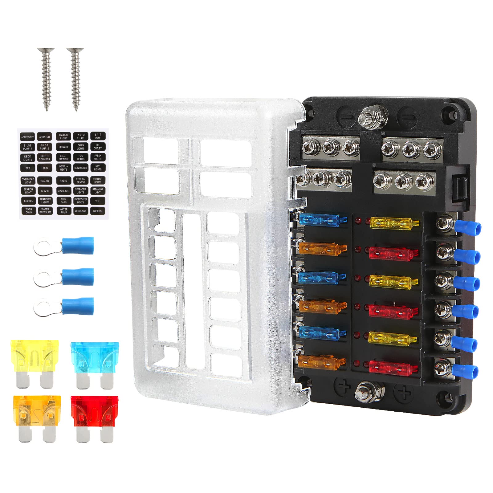 12 Way Fuse Block Waterproof Marine Fuse Holders