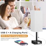 Aooshine Bedside Lamp with USB C+A Ports 3-Color LED Bulb Included view 4