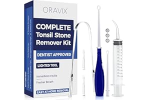 Tonsil Stone Remover Kit | Tonsil Stone Removal & Prevention | Sore Throat & Bad Breath Solution | Lighted Tonsil Pick with 3