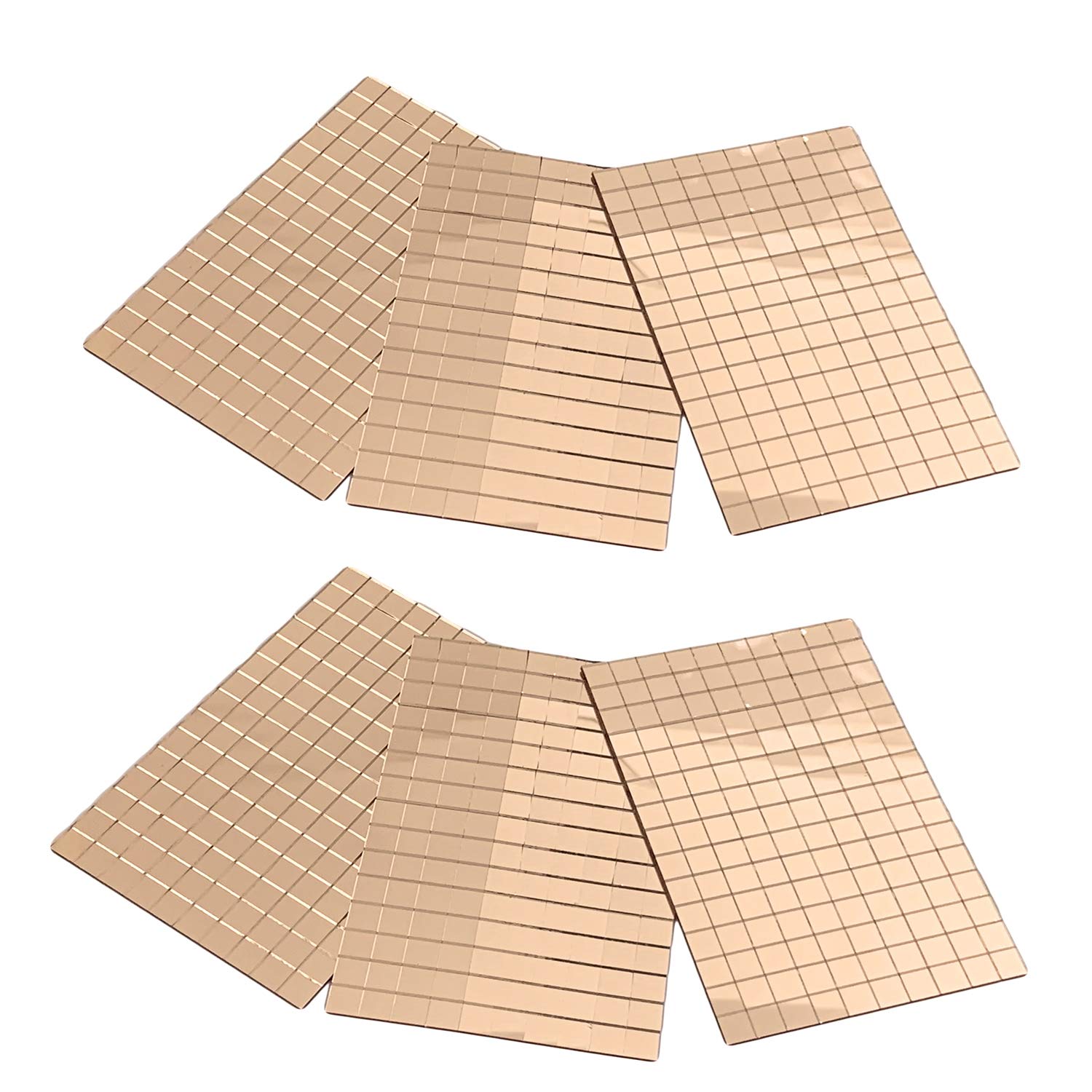 Mirror Mosaic Tile (Rose Gold, 10x10mm x6sheets) Self-Adhesive Real Glass Mirror Tile Craft 850+pcs