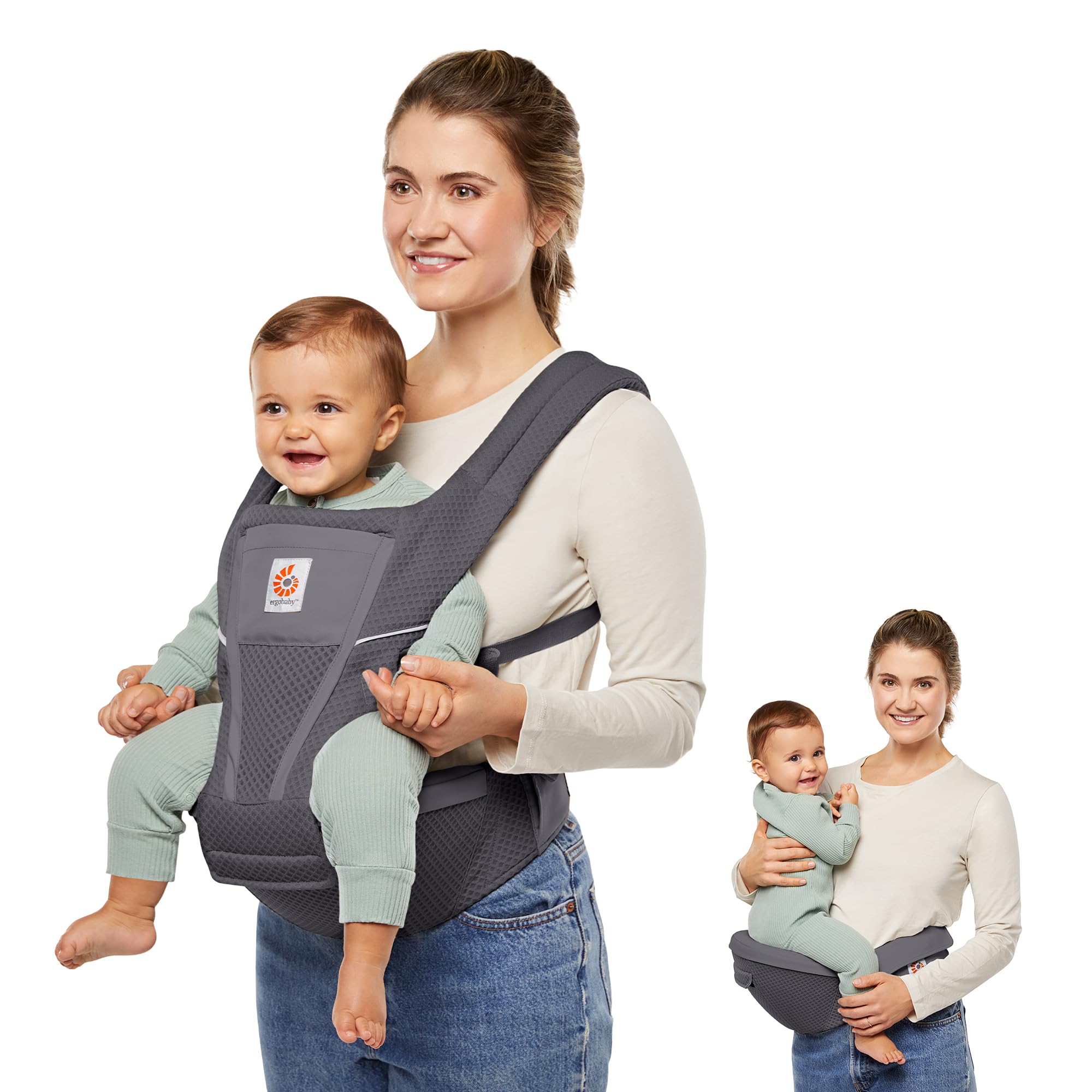 Photo 1 of Ergobaby Alta Hip Seat All-Position Breathable Mesh Hip Seat & Carrier, Graphite Grey