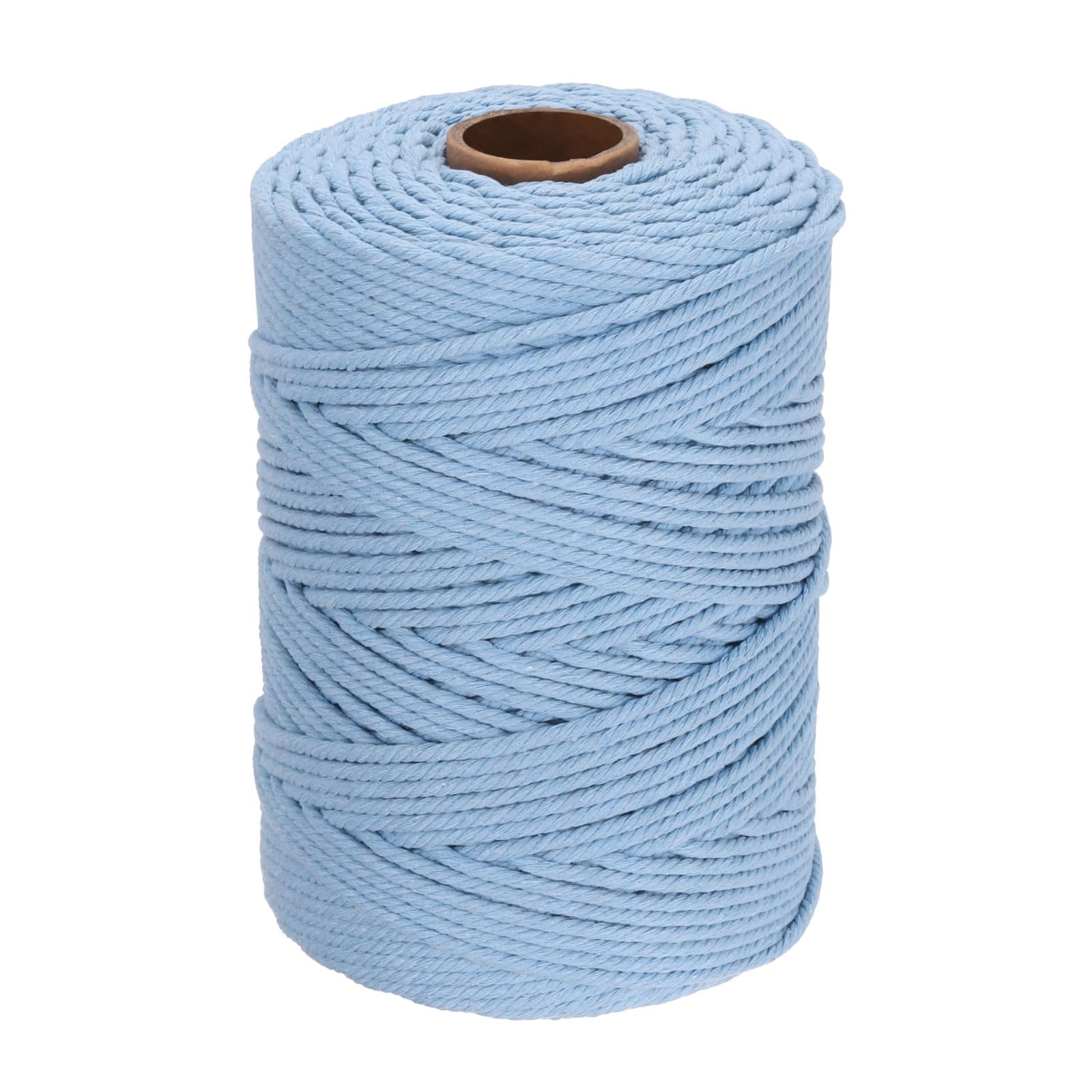 DMiotech 4mm x 220M (241 Yard) Dull Blue Natural Cotton Macrame Rope, Wall Hanging Handmade Single Strands Twisted Macrame Cotton Cord for Plant Hangers, Gift Wrapping Wedding