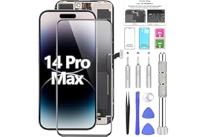 BEZOSMAX for iPhone 14 Pro Max Screen Replacement Kit 6.7" LCD Screen with 3D Touch IPS FHD Full Assembly&Digitizer with Repair Tools Screen Protector Waterproof Frame Sticker for A2651/A2893/A2896/A2895/A2894