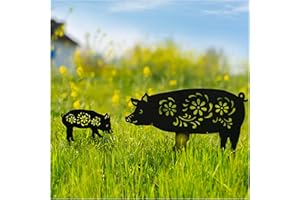 EZTZEN Pig Metal Garden Stakes Decorative,Pig Gifts for Women/Men/Pig Lovers Gifts,Black Pig Silhouette Statues Garden Decor for Outside,Outdoor Decor,Yard Art,Patio,Lawn Ornaments