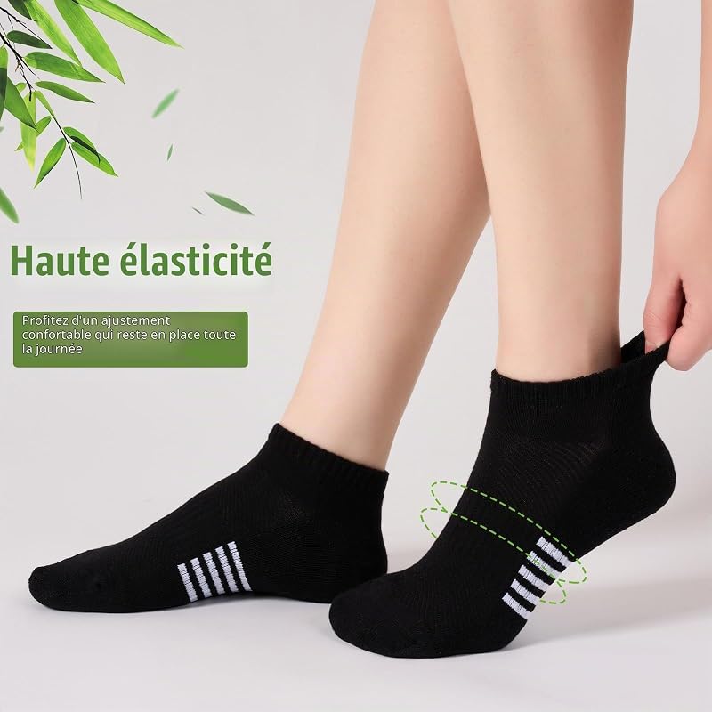 Chaussettes Basses en Bambou Femme 6/12 Paires, Chaussettes de Sport Running Respirantes et Rembourrées, Socquettes Courte Colorées et Anti Transpiration, Cadeaux Femme Ete